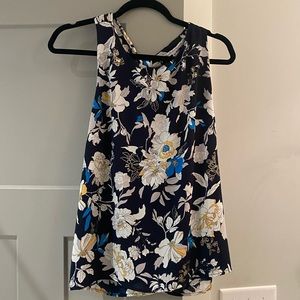 Collective Concepts navy shirt with white and gold flowers